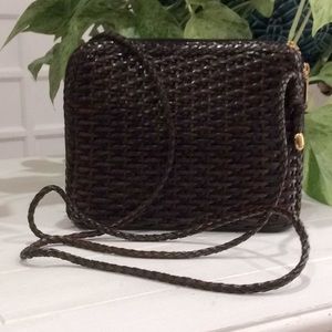 LEATHER BROWN WOVEN BAG